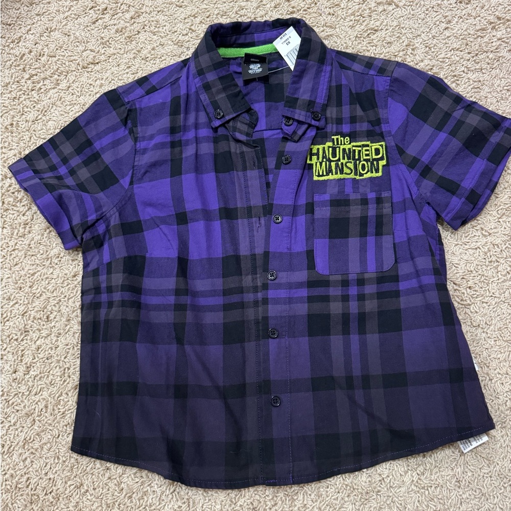 Her Universe Purple and Black Plaid Women’s Disney Haunted Mansion Shirt